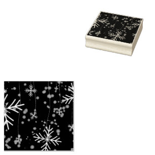 Christmas falling various neon colours snowflakes rubber stamp