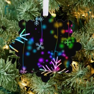 Christmas falling various neon colours snowflakes  tree decoration card
