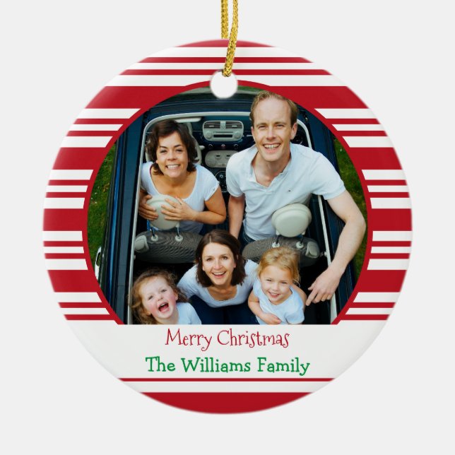 Christmas Family 2 Photo Custom Ceramic Tree Decoration (Front)