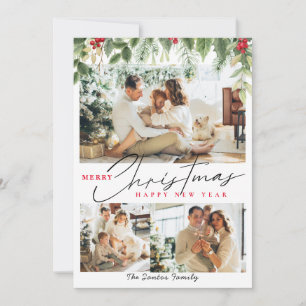 Christmas family 3 collage Photo winter berry Holiday Card