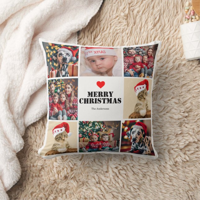 Christmas Family 8 Photo Collage Cushion (Blanket)