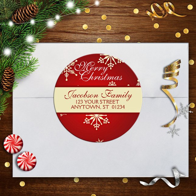Christmas Family Address Classic Round Sticker (Creator Uploaded)