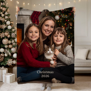 Christmas Family and Pets Sherpa Blankets Photo