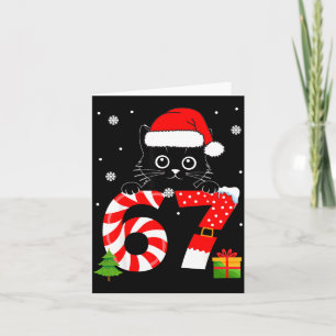 Christmas Family Black Cat 67 Six Seven Santa Men Card
