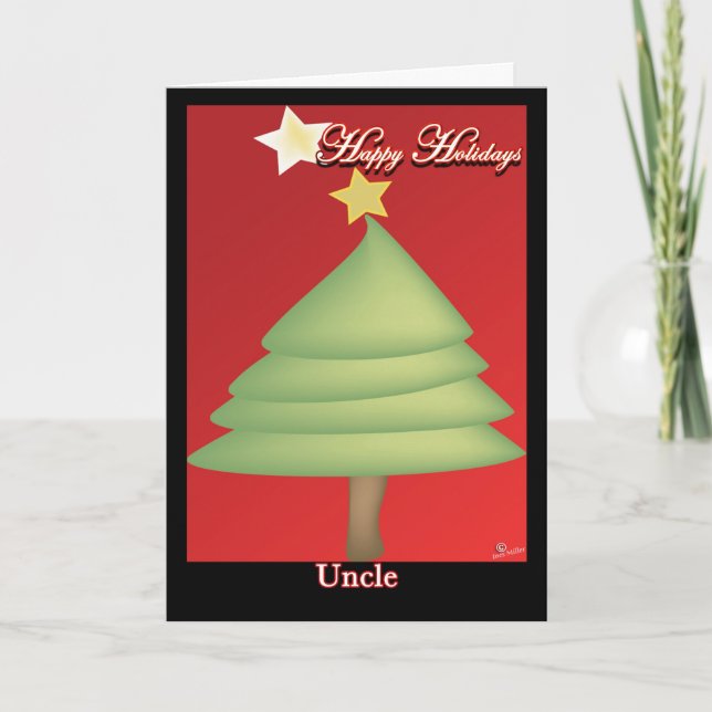 Christmas  family Card Tree Happy Holidays Uncle (Front)