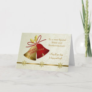 Christmas family Card with bells and snowflakes