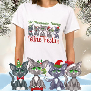 Christmas Family Cat Feline Festive T-Shirt