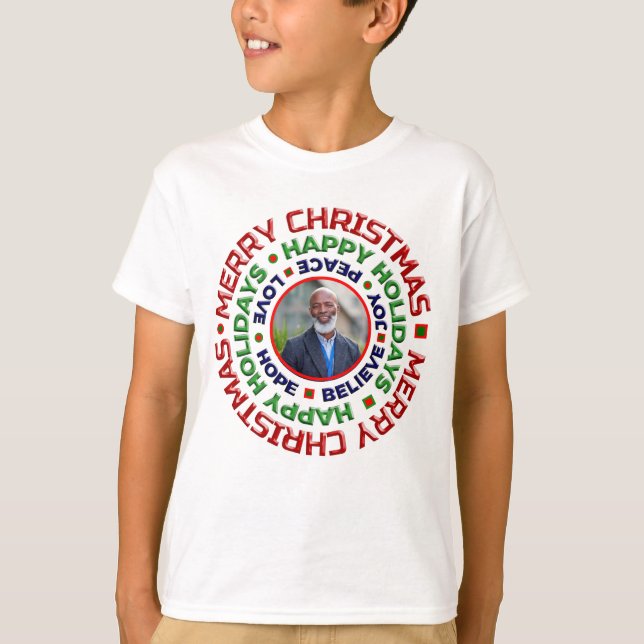 Christmas Family Dad Mum Photo Holidays Custom T-Shirt (Front)