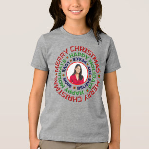 Christmas Family Dad Mum Photo Holidays Custom Tri-Blend Shirt