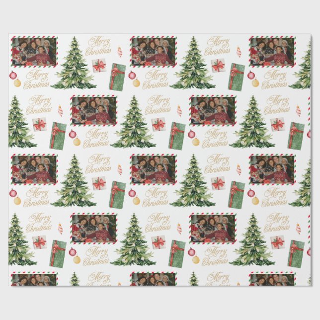 Christmas Family Frame Wrapping Paper (Flat)