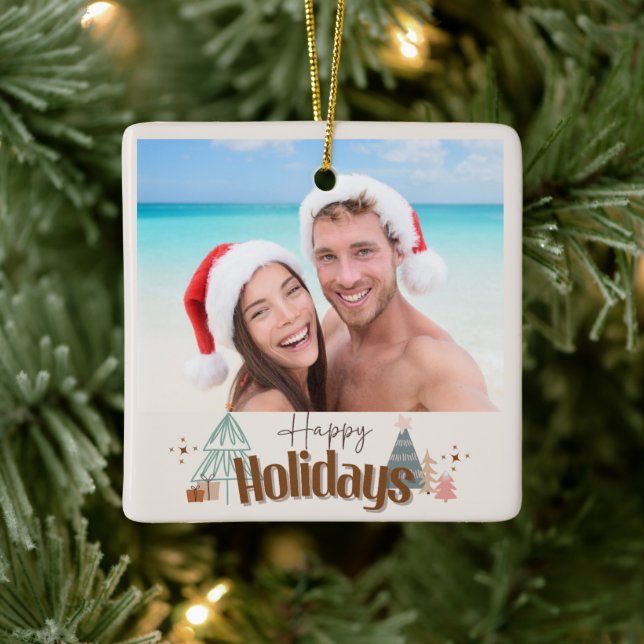 Christmas family friends simple modern tree cerami ceramic ornament (Tree)