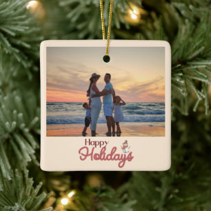 Christmas family friends watercolor tree holiday ceramic ornament