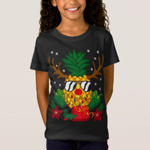 Christmas Family Gift Reindeer Deer Pineapple Sung T-Shirt