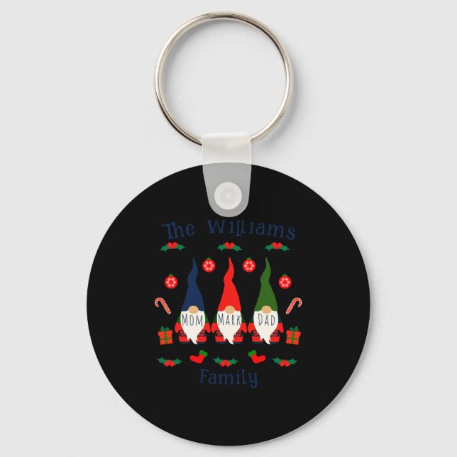 Christmas Family Gnomes Cute And Funny T Shirt  Key Ring (Front)