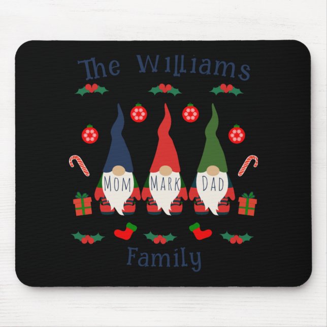 Christmas Family Gnomes Cute And Funny T Shirt  Mouse Mat (Front)