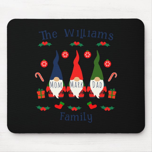 Christmas Family Gnomes Cute And Funny T Shirt  Mouse Mat (Front)