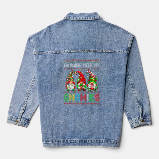 Christmas Family Hanging With My Gnomies Ugly Swea Denim Jacket (Back)