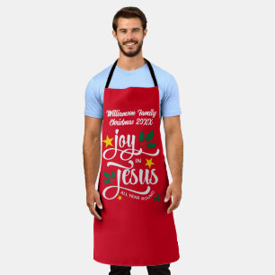 Christmas Family JOY IN JESUS Custom Christian  Apron