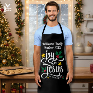 Christmas Family JOY IN JESUS Custom Christian  Apron