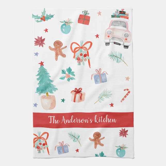 Christmas Family Kitchen Custom decor Tea Towel (Vertical)