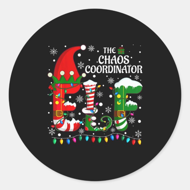 Christmas Family Matching Pajamas Chaos Coordinato Classic Round Sticker (Front)
