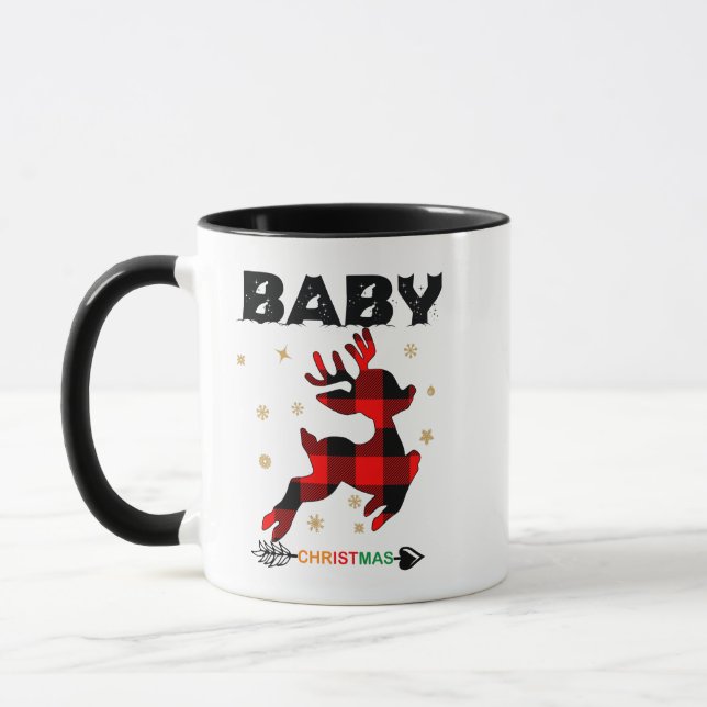 Christmas Family Matching Pajamas Reindeer Baby Mug (Left)