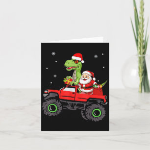 Christmas Family Matching Santa Truck Dinosaur Boy Card
