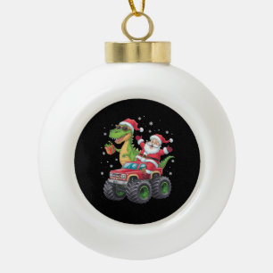 Christmas Family Matching Santa Truck Dinosaur Ceramic Ball Christmas Ornament