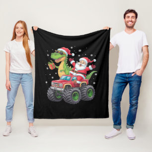 Christmas Family Matching Santa Truck Dinosaur  Fleece Blanket