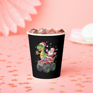 Christmas Family Matching Santa Truck Dinosaur  Paper Cups