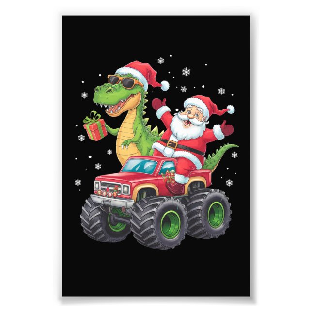 Christmas Family Matching Santa Truck Dinosaur  Photo Print (Front)