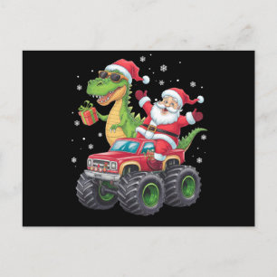 Christmas Family Matching Santa Truck Dinosaur  Postcard