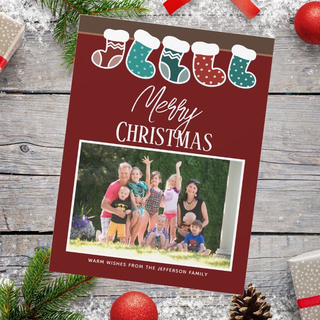 Christmas Family Matching Stockings Photo Card (Creator Uploaded)