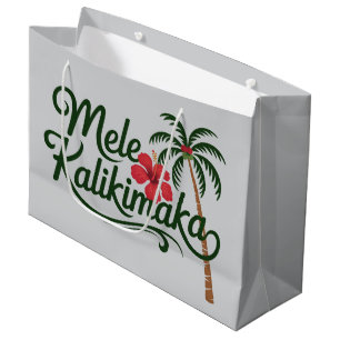 Christmas Family Mele Kalikimaka Hawaii Beach Large Gift Bag