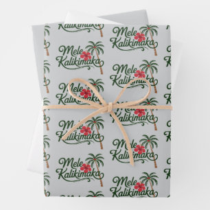 Christmas Family Mele Kalikimaka Hawaii Beach Wrapping Paper Sheet