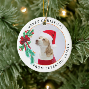 Christmas Family Name Photo Ceramic Tree Decoration