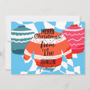 Christmas Family Name Ugly Sweater Light Blue Holiday Card