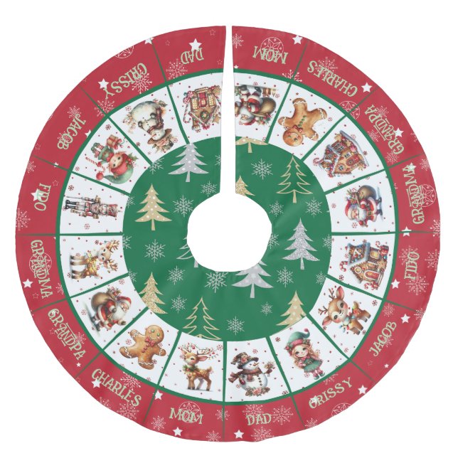 Christmas Family Names Brushed Polyester Tree Skirt (Front)