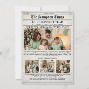 Christmas Family Newspaper Photo Newsletter Holiday Card