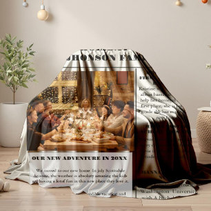 Christmas Family Newspaper + Year In Review Photo  Fleece Blanket