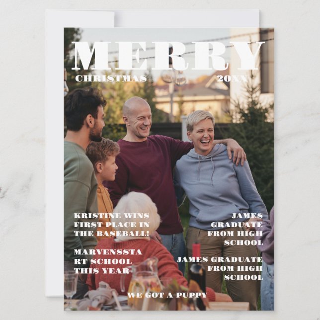 Christmas Family Newspaper + Year In Review Photo Invitation (Front)