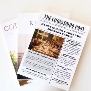 Christmas Family Newspaper + Year In Review Photo  Invitation