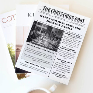 Christmas Family Newspaper + Year In Review Photo  Invitation
