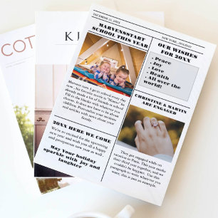 Christmas Family Newspaper + Year In Review Photo  Invitation