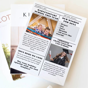 Christmas Family Newspaper + Year In Review Photo  Invitation