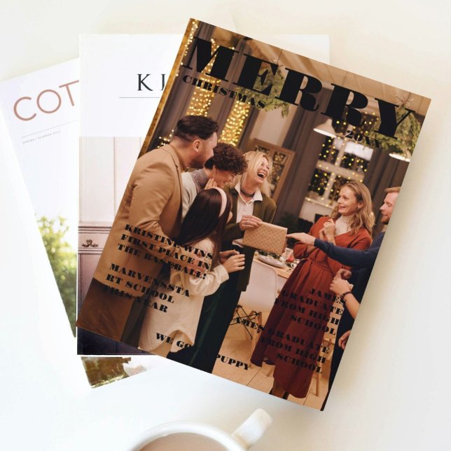 Christmas Family Newspaper + Year In Review Photo Invitation (Creator Uploaded)