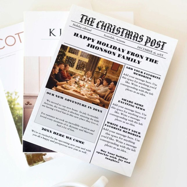 Christmas Family Newspaper + Year In Review Photo  Invitation (Creator Uploaded)