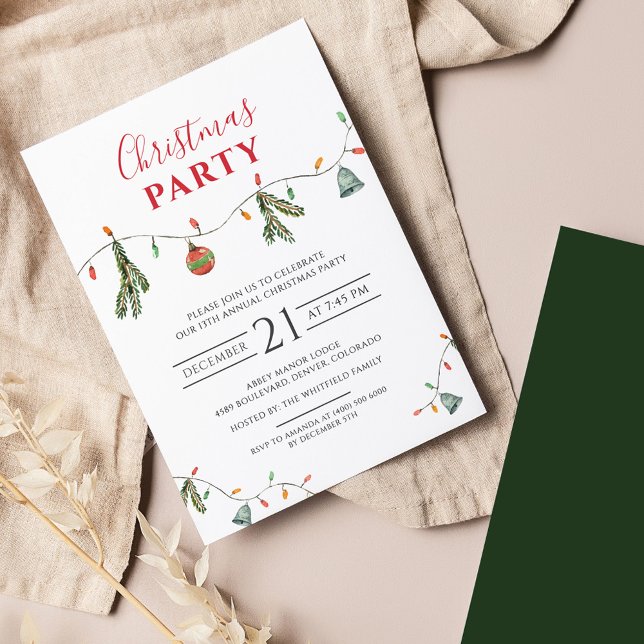 Christmas Family Party Rustic Invitation (Boho Christmas Party Invitation)