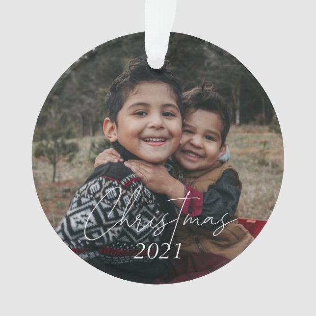 Christmas Family Photo 2021 Ornament (Front)