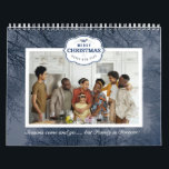 Christmas Family Photo Blue Grey Quote Text Calendar<br><div class="desc">Christmas blue grey theme design with  customisable family photo  and text. Simple and elegant design with the saying "Seasons come and go,  but family is forever!". 
Warm and loving design,  the back is plain white so you can add customised text.</div>